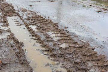 Tire tracks on the ground