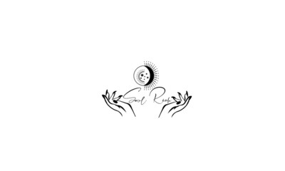 soul rich star and moon or hand logo design black color.