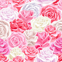 pink roses seamless pattern. Flowers texture for fabric, wrapping, wallpaper. Decorative print.