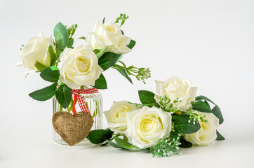 Still life floral composition isolated on white
