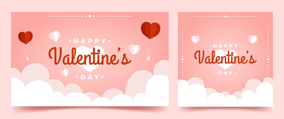 Valentine's Day background greeting card poster banner with romantic heart pink element