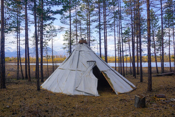 A chum in the taiga is a temporary dwelling used by the nordic people