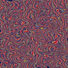 Vector, Abstract, Mosaic Pattern of Multicolored Scrolls and Curved Shapes in Red and Blue Tones