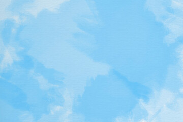 Hand painted watercolor background with sky and clouds shape