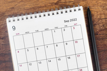 September 2022 desk calendar
