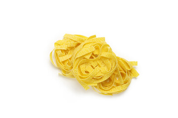 Fettuccine italian pasta on white background isolated