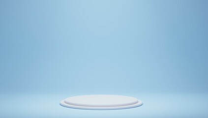 3d render, empty white podium against frosty blue background