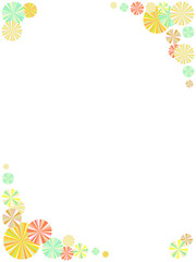 丸い抽象フラワーのカラフルなフレーム背景,3対4比率サイズ