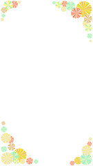 丸い抽象フラワーのカラフルなフレーム背景,9対16比率サイズ