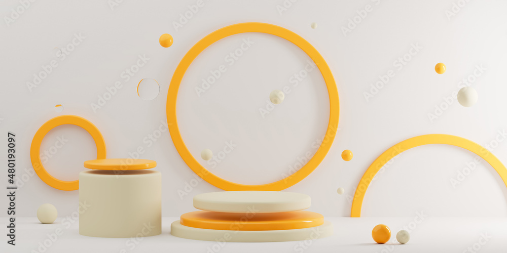 Poster 3d rendering platform studio display scene studio background with podium. show space for cosmetic pr