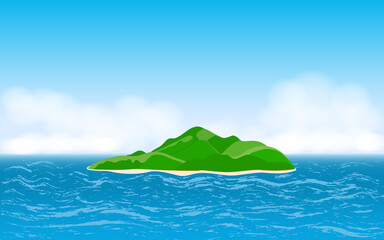    Deserted tropical island in the ocean on a summer day.