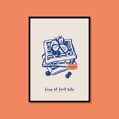 Minimalist hand drawn food poster for wall art collection