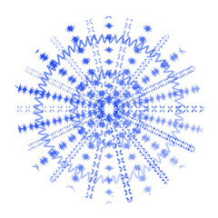 Obraz premium Abstract blue snowflake on a white background.