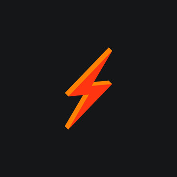 3d lightning dark orange symbol on black background
