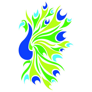 Bird silhouette Firebird, peacock tattoo hand drawn in bright color, drawn with different lines. Phoenix bird logo, emblem for company design, clothes, utensils, scrapbook, paper. Vector isolated 