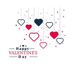 Glittering hearts and light Valentine's Day background. Happy Valentine's Day greeting card