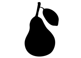 Big pear with leaves. Vector image.