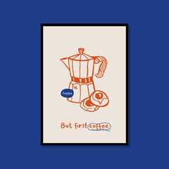 Fototapeta premium Minimalist hand drawn food poster for wall art collection