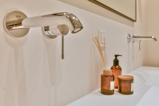 Aroma diffuser on sink in bathroom