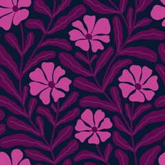 DARK BLUE VECTOR BACKGROUND WITH PINK FLOWERS