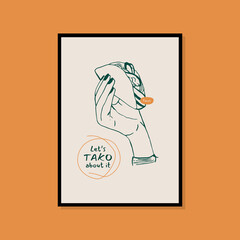 Minimalist hand drawn food poster for wall art collection
