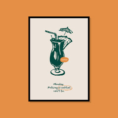 Minimalist hand drawn food poster for wall art collection