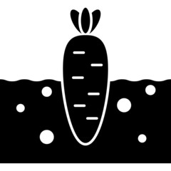 Carrot In Earth Glyph Icon Vector