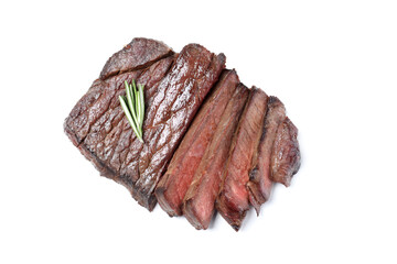 Roasted beef steak isolated on white background