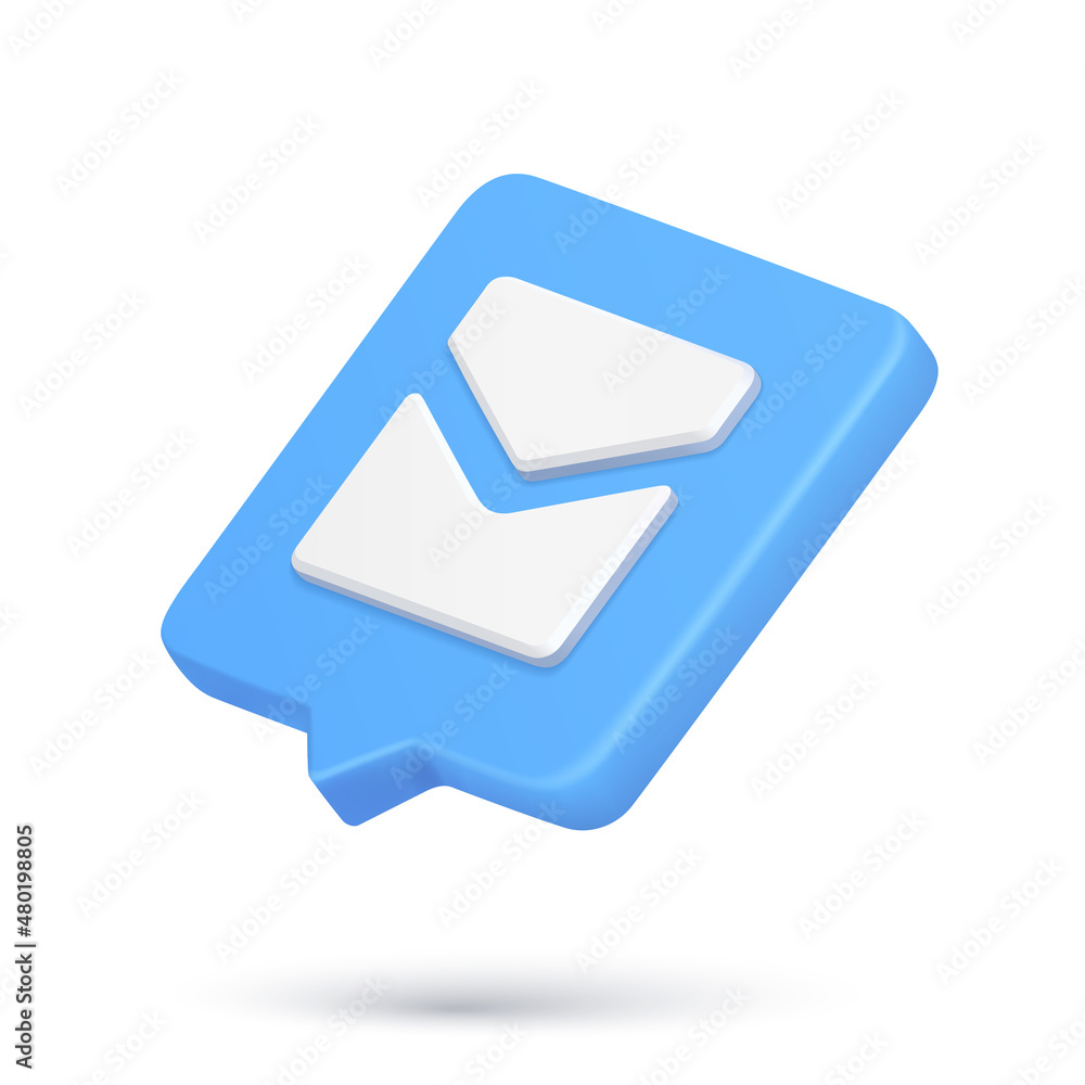 Poster minimalist closed envelope incoming message newsletter alert quick tips 3d icon isometric vector