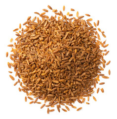Roasted cumin seeds isolated on white background, top view