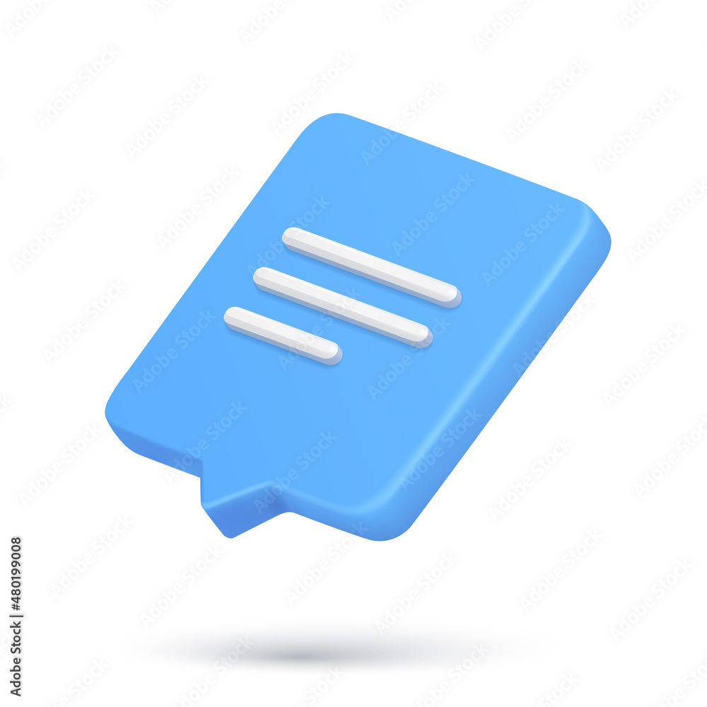Poster realistic diagonal placed chat box new message cyberspace notification 3d icon vector illustration