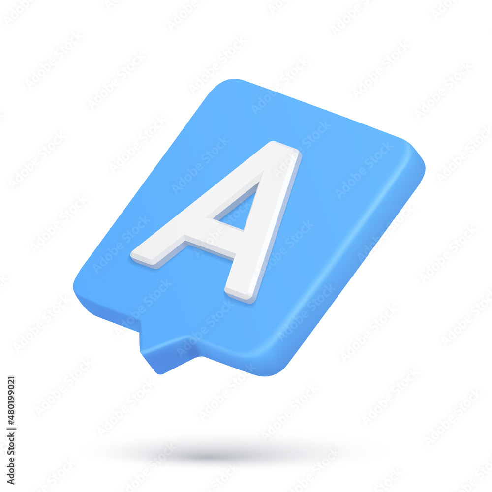 Poster realistic 3d icon quick tips a letter cyberspace notification diagonal placed speech bubble vector