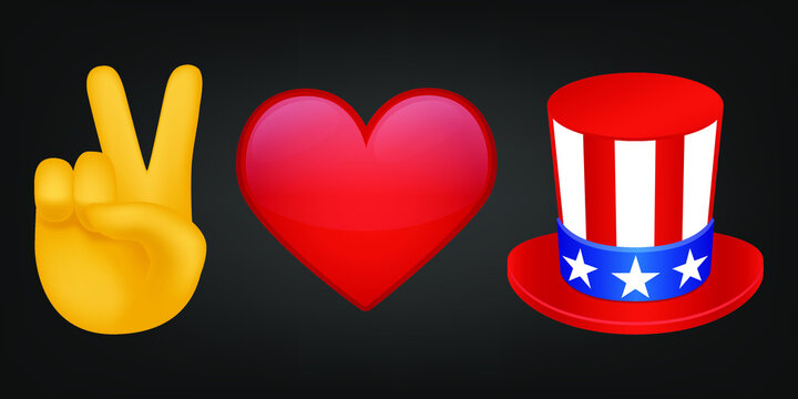 Peace Love and America Illustration Emoji Design. Motivational Quote Emoticon Vector Symbol.