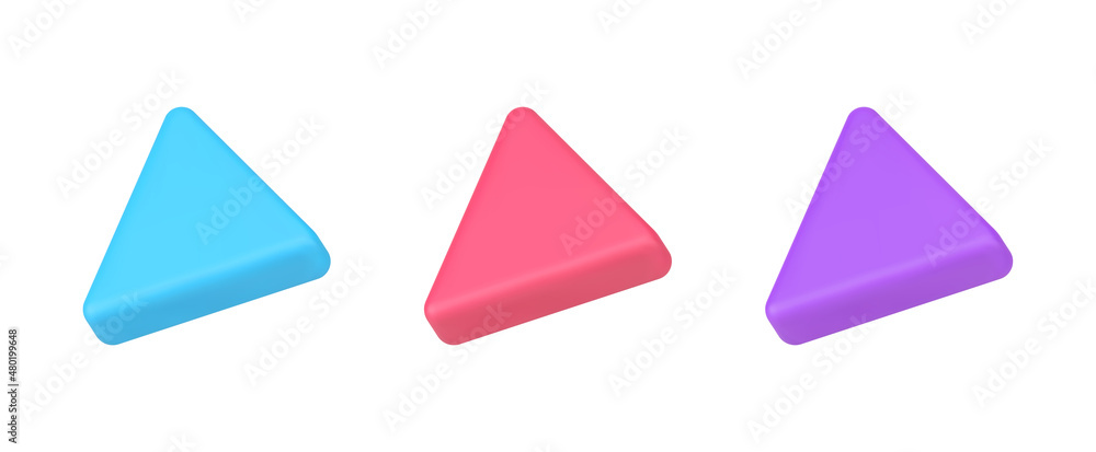 Poster collection multicolored triangle arrows pointing down 3d icon decorative design template vector