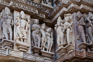 Stone made Human Sculptors of Vishvanatha Temple, dedicated to Lord Shiva, Western Temples of...
