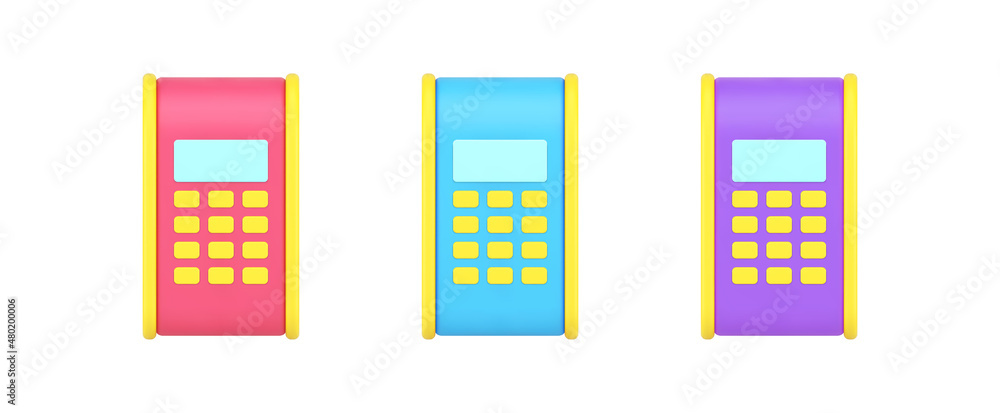 Poster front view multicolored digital banking payment machine decorative design template 3d icon vector