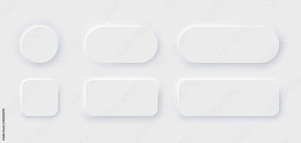 Wall mural 3d vector buttons neumorphic design. web elements geometry modern trend tree-dimensional design.