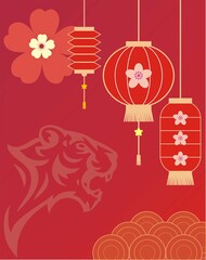 Fototapeta na wymiar Happy Chinese New Year Red Background