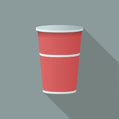 Logo vaso de refresco rojo, ilustración minimalista de bebida.