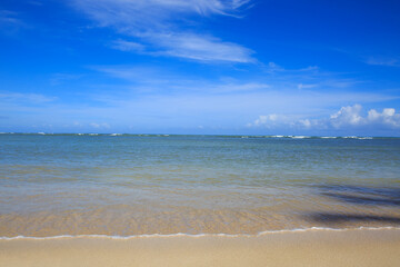 Caribbean sea and blue sky. Travel background.