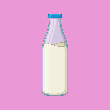 milk bottle vector isolated on pink background