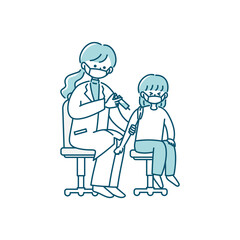 予防接種を受ける子どものイラスト（マスクあり）