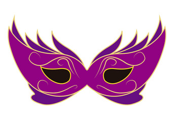 Antifaz elegante morado y dorado. 