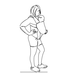 athletic fitness mother with child