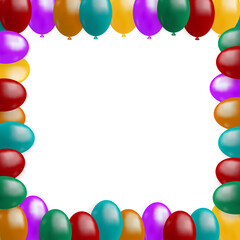 Balloon  backgroun.Frame With Colorful Balloons.Party Border with balloons.