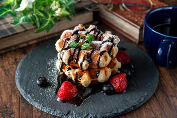 イチゴのベルギーワッフル