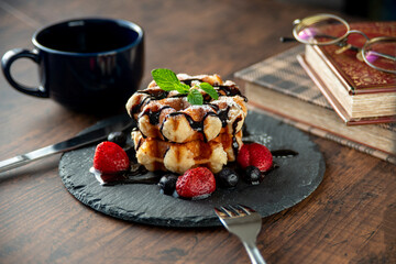 イチゴのベルギーワッフル