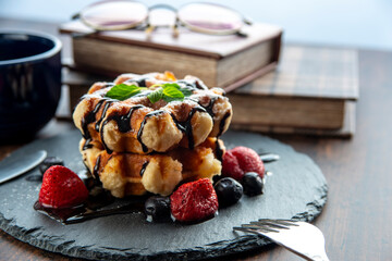 イチゴのベルギーワッフル