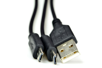2-fold USB charger cable in a closeup