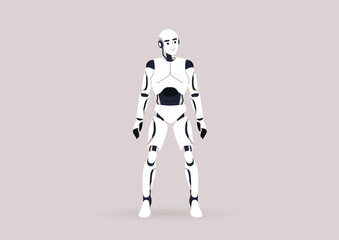Fototapeta premium A humanoid white and black robot, artificial intelligence concept, futuristic tech
